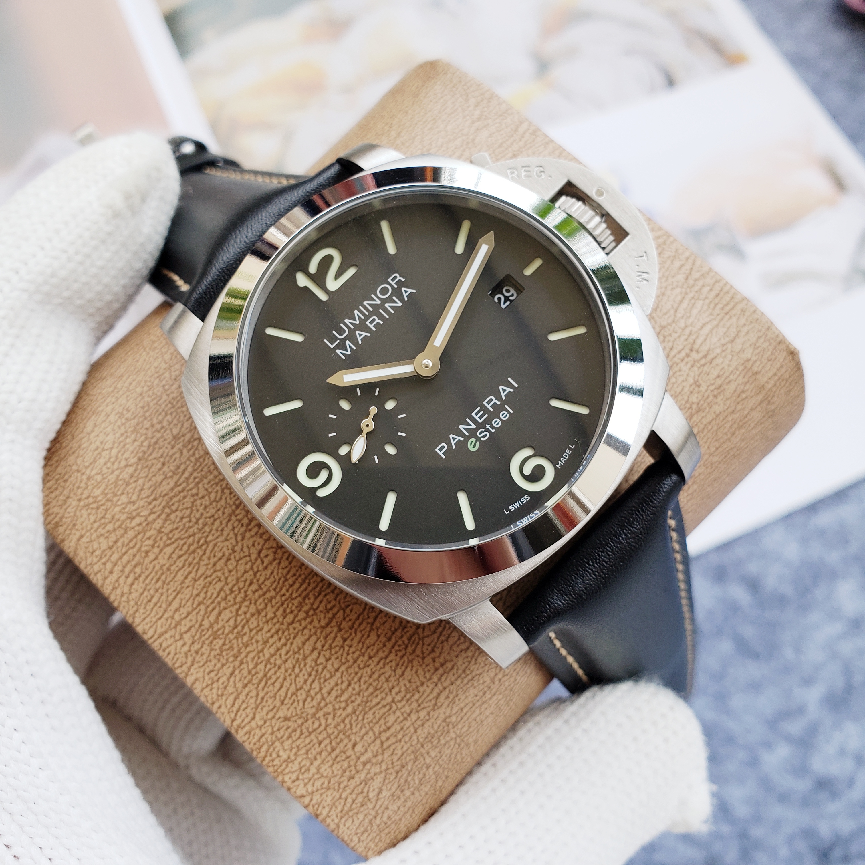Panerai eSteel Black Leather - Panerai Luminor Marina eSteel Black - Image 3