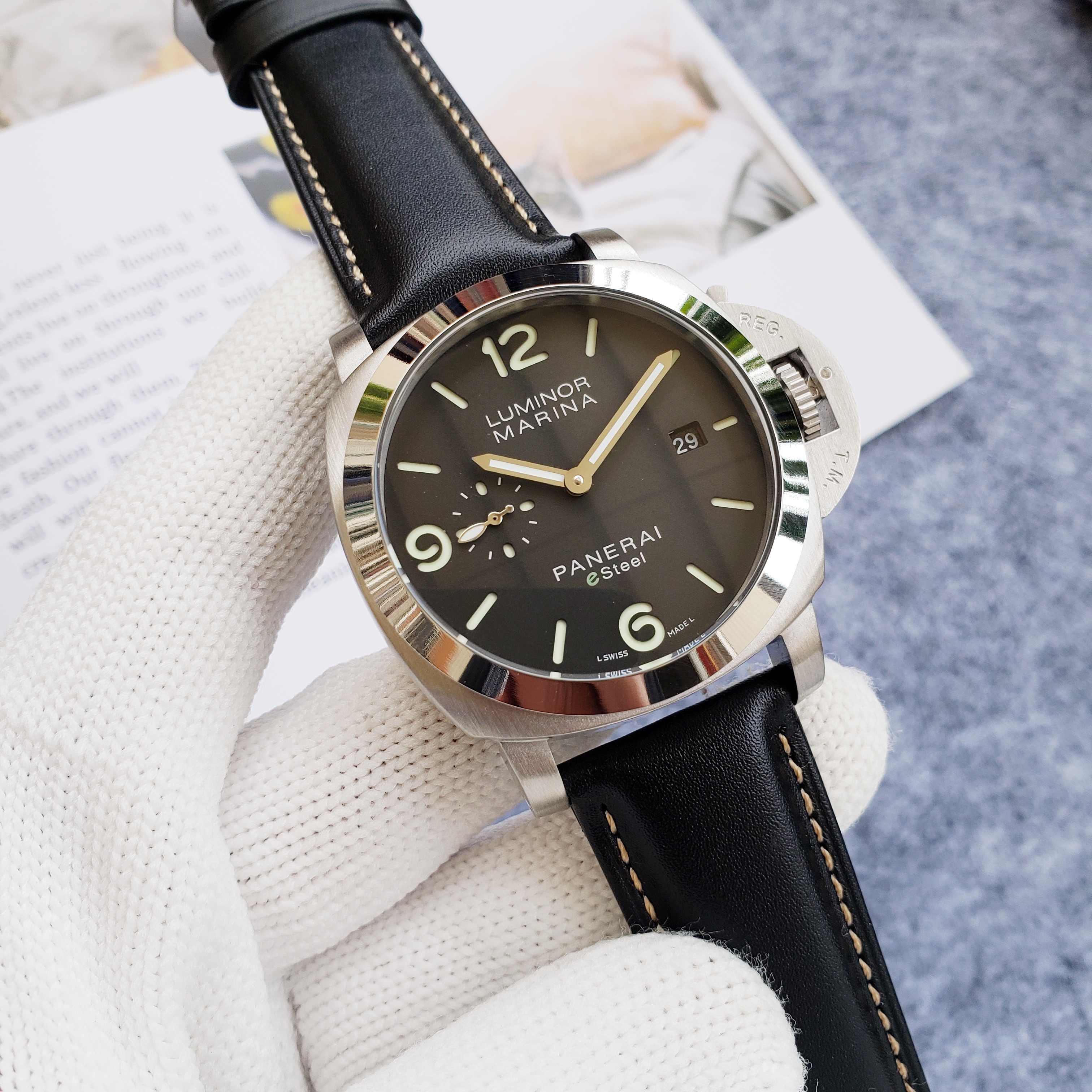 Panerai eSteel Black Leather - Panerai Luminor Marina eSteel Black - Image 6