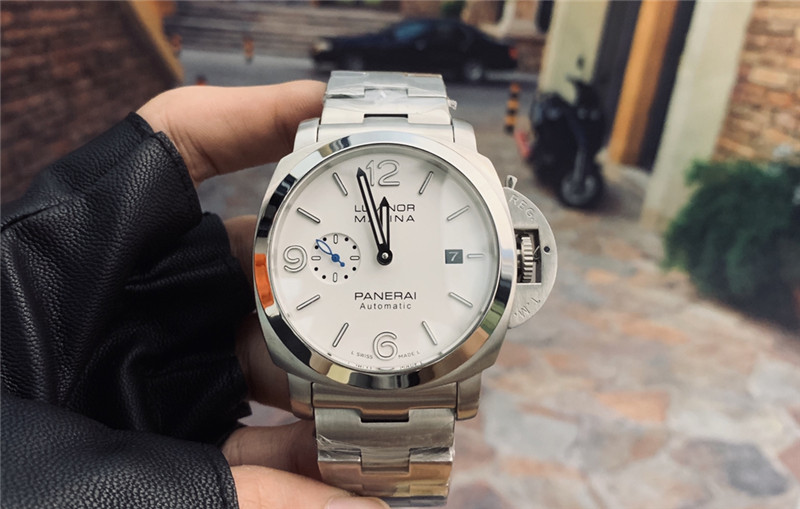 Panerai White Dial Steel Watch - Panerai Luminor Marina White Dial - Image 4
