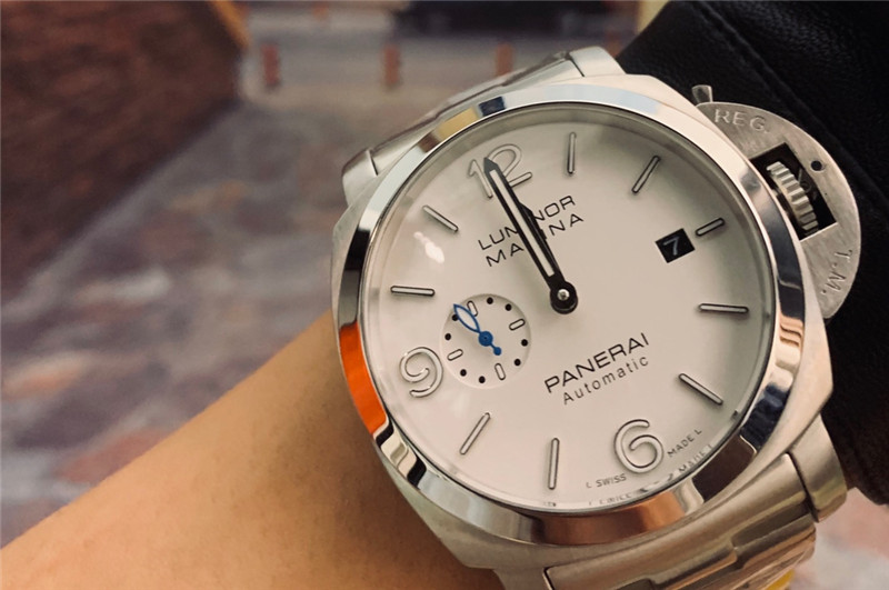 Panerai White Dial Steel Watch - Panerai Luminor Marina White Dial - Image 6