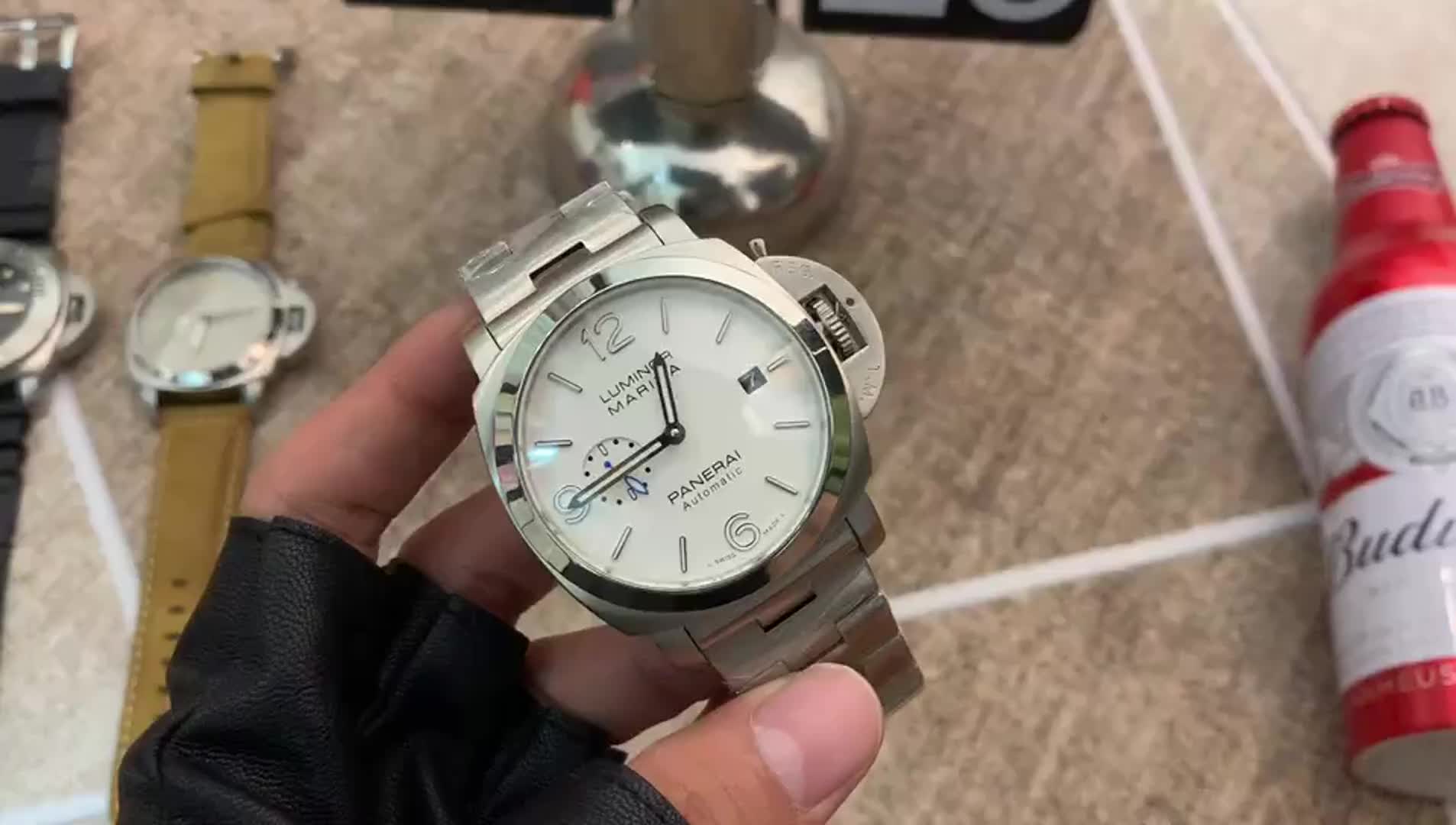 Panerai White Dial Steel Watch - Panerai Luminor Marina White Dial - Image 2