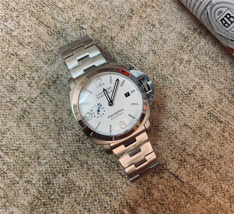 Panerai White Dial Steel Watch - Panerai Luminor Marina White Dial - Image 11