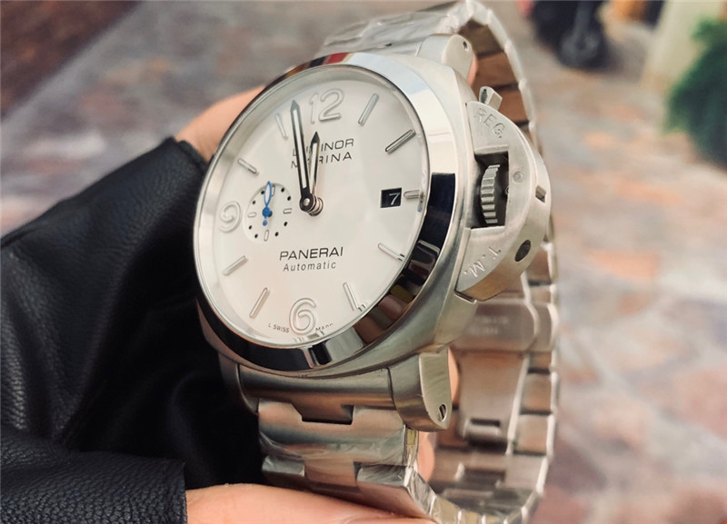 Panerai White Dial Steel Watch - Panerai Luminor Marina White Dial - Image 7