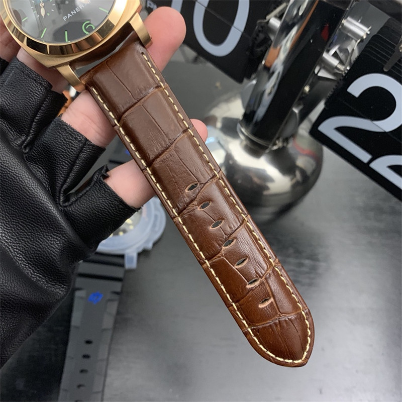 Panerai Gold Black Leather - Panerai Luminor Marina Gold - Black Dial - Image 3