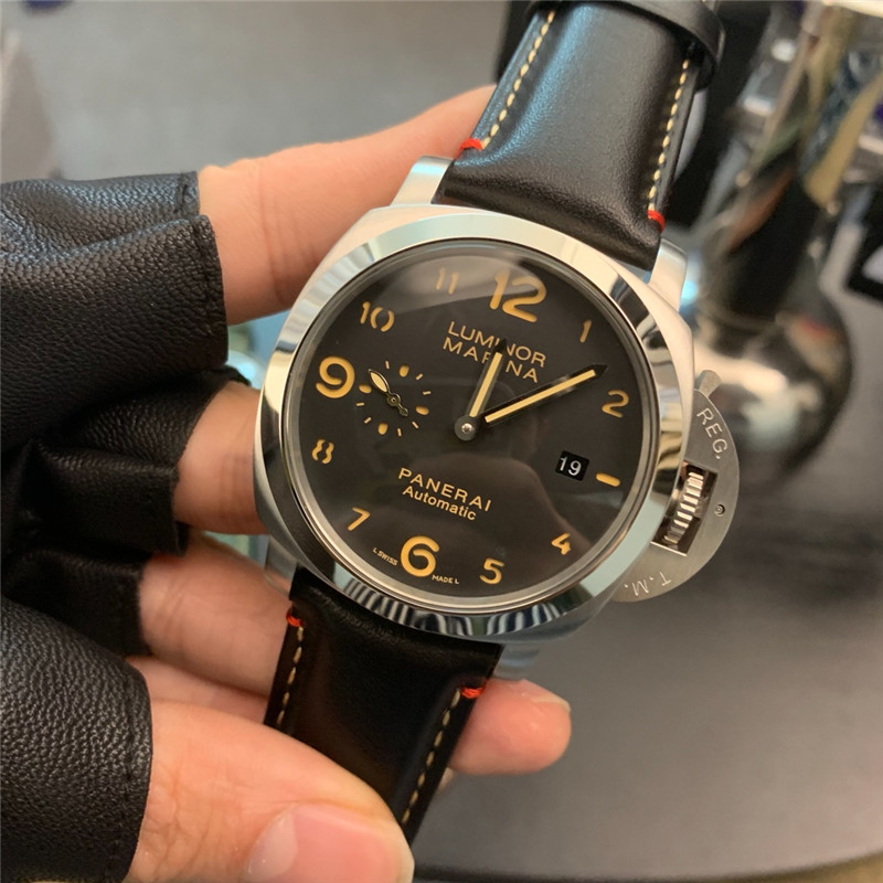 Panerai Black Leather Watch - Panerai Luminor Marina Black Leather - Image 5