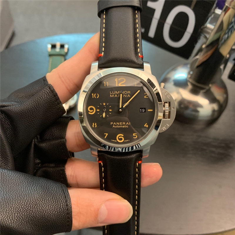 Panerai Black Leather Watch - Panerai Luminor Marina Black Leather - Image 7