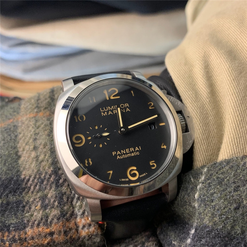 Panerai Black Leather Watch - Panerai Luminor Marina Black Leather - Image 8