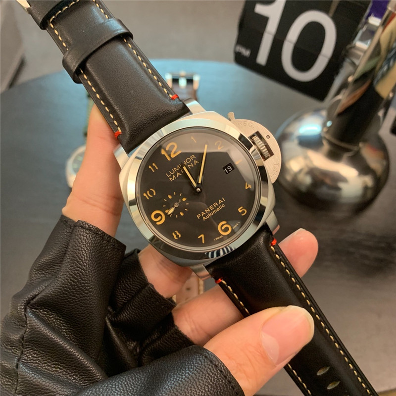 Panerai Black Leather Watch - Panerai Luminor Marina Black Leather - Image 6