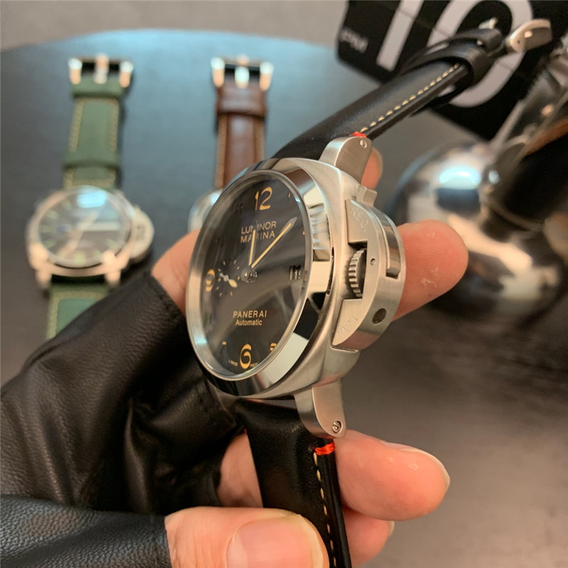 Panerai Black Leather Watch - Panerai Luminor Marina Black Leather - Image 4