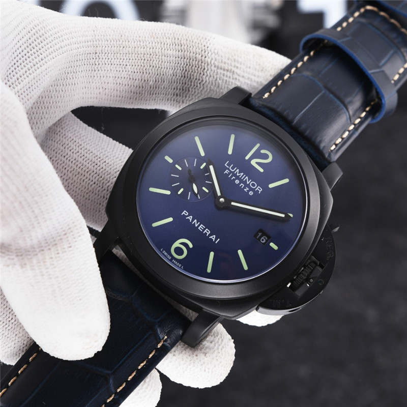 Panerai Luminor Blue Dial Black Case - Leather Strap - Image 7