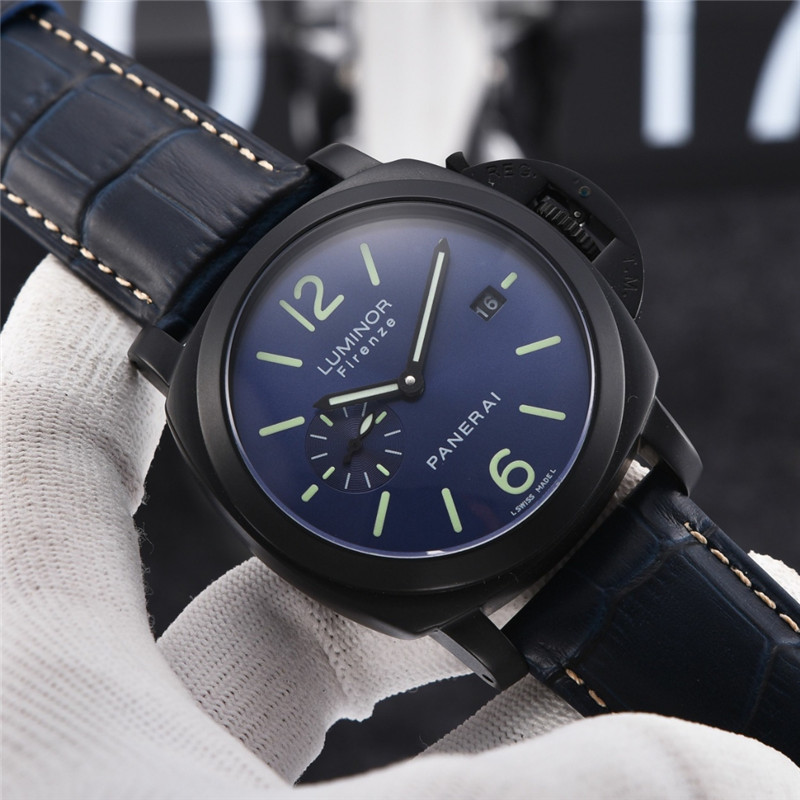 Panerai Luminor Blue Dial Black Case - Leather Strap - Image 6