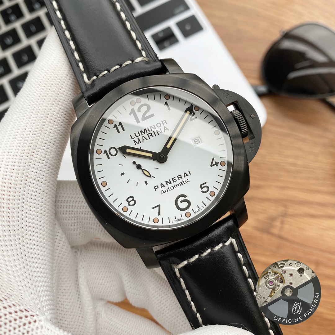 Panerai Black Steel White Dial - Panerai Luminor Marina Black Steel - Image 3