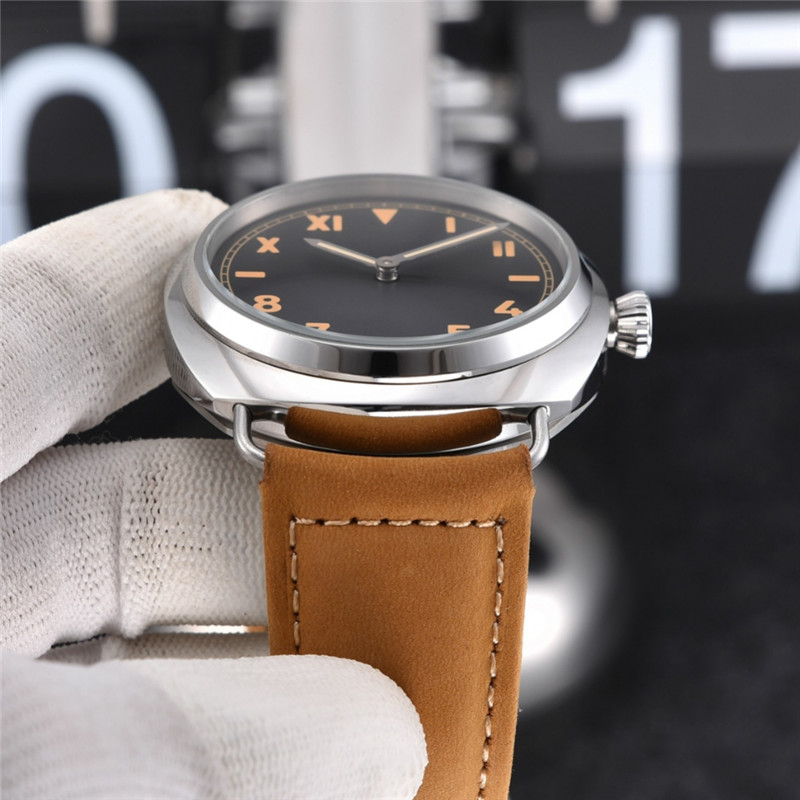 Radiomir Style Watch - Black Dial & Brown Leather Strap - Image 3