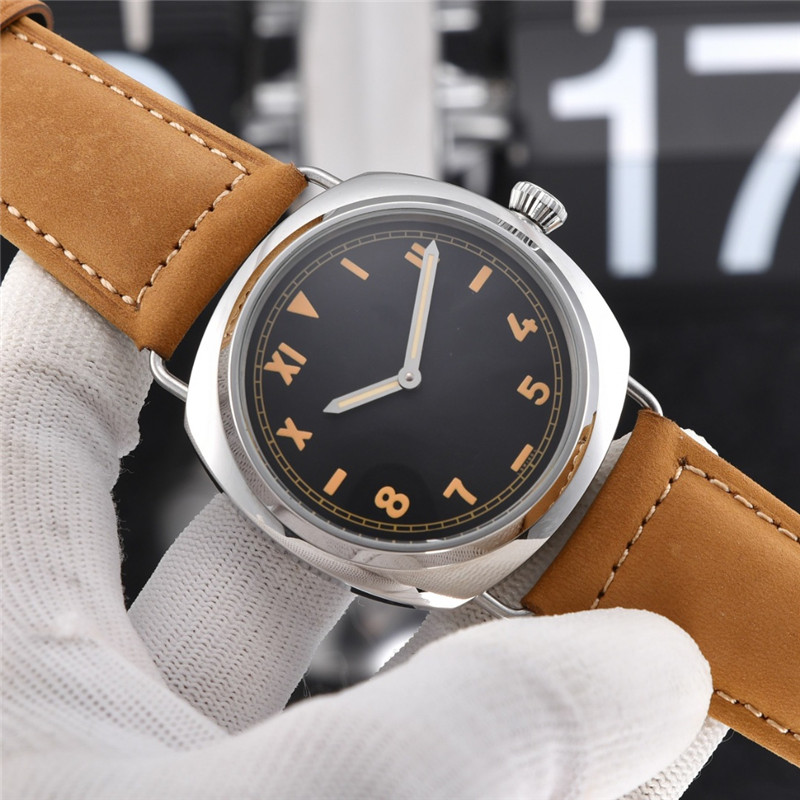 Radiomir Style Watch - Black Dial & Brown Leather Strap - Image 6