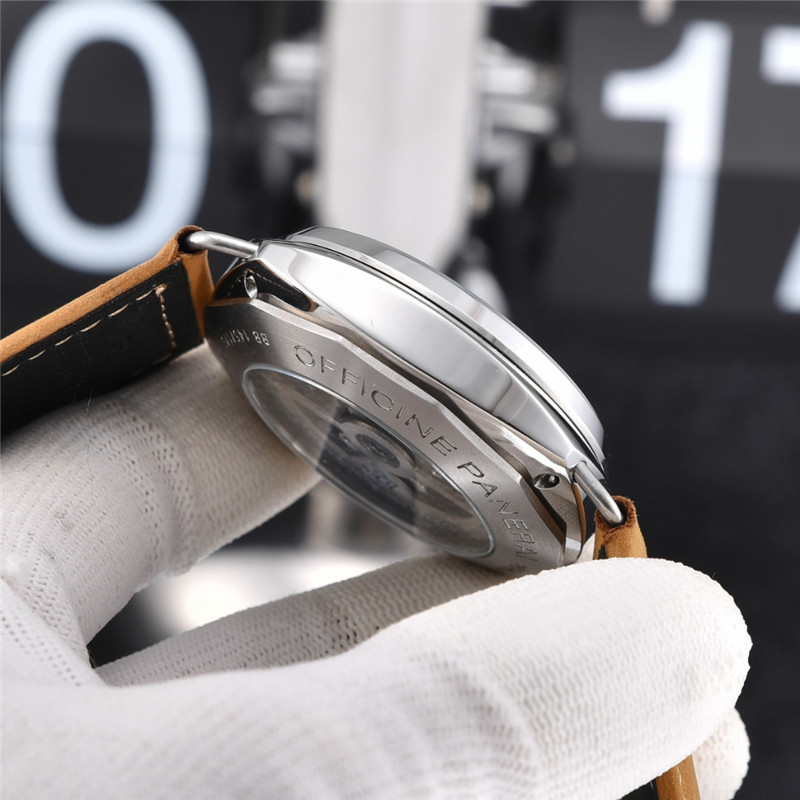 Radiomir Style Watch - Black Dial & Brown Leather Strap - Image 4