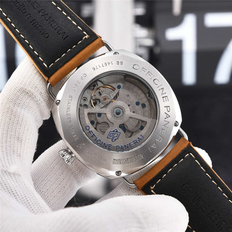Radiomir Style Watch - Black Dial & Brown Leather Strap - Image 2