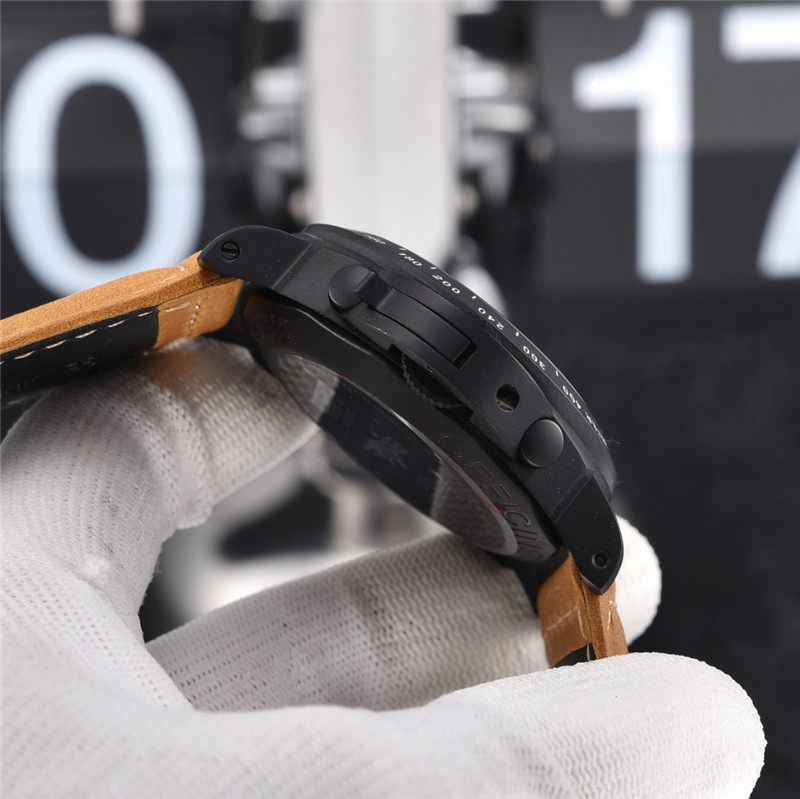 Panerai Black PVD Leather Chronograph - Panerai Luminor Black PVD Tan - Image 5