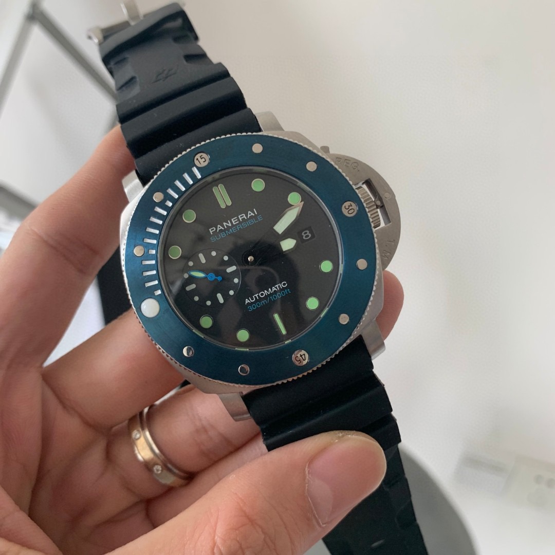 Panerai Submersible Blue Bezel - Black Rubber Strap - Image 9