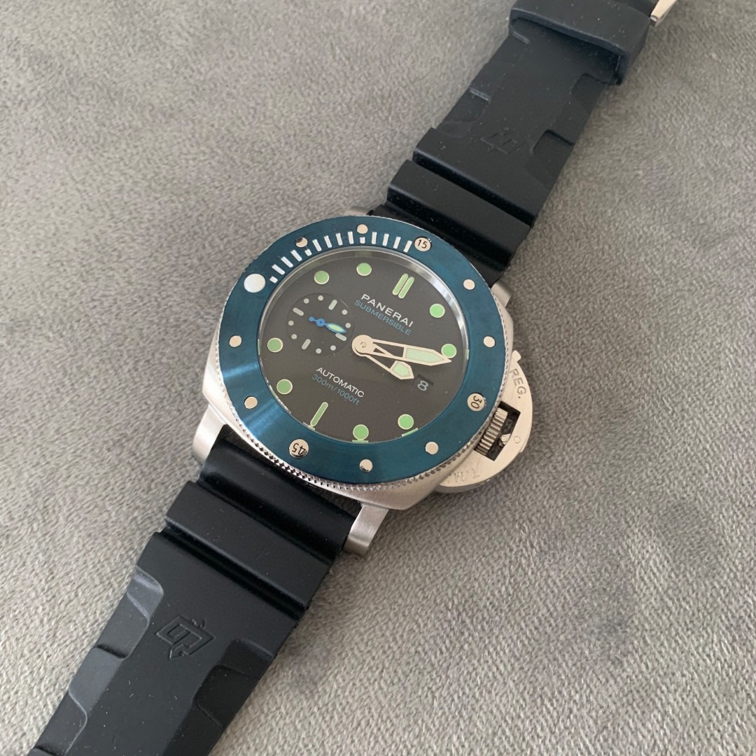 Panerai Submersible Blue Bezel - Black Rubber Strap - Image 4