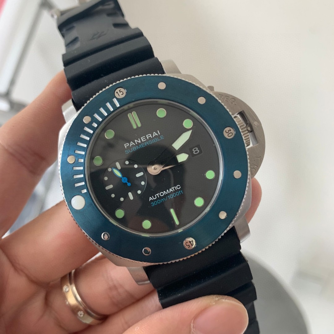 Panerai Submersible Blue Bezel - Black Rubber Strap - Image 7