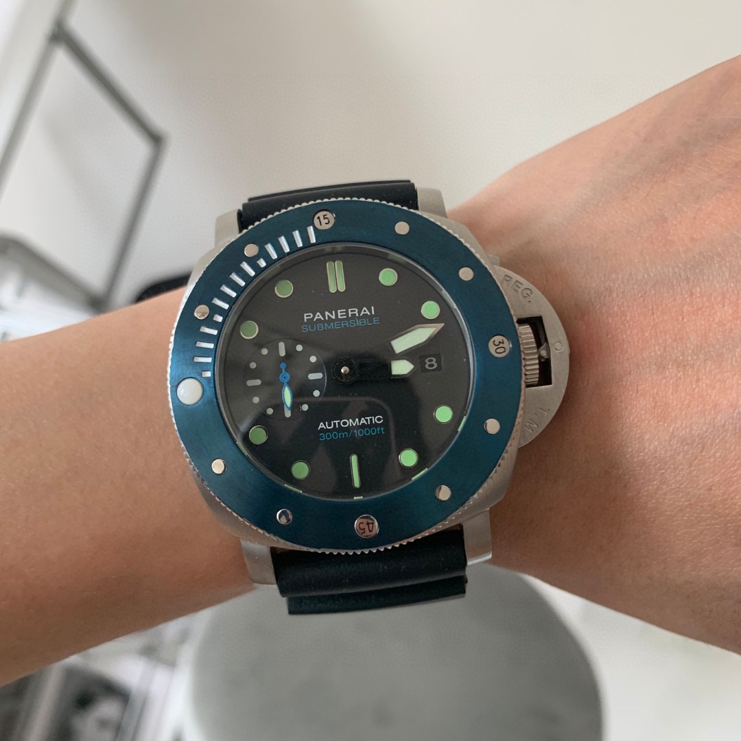 Panerai Submersible Blue Bezel - Black Rubber Strap - Image 6