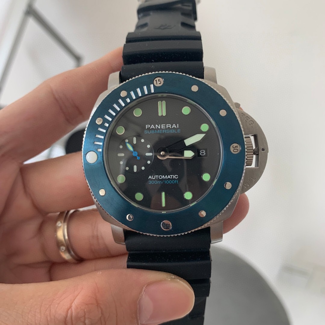 Panerai Submersible Blue Bezel - Black Rubber Strap - Image 8
