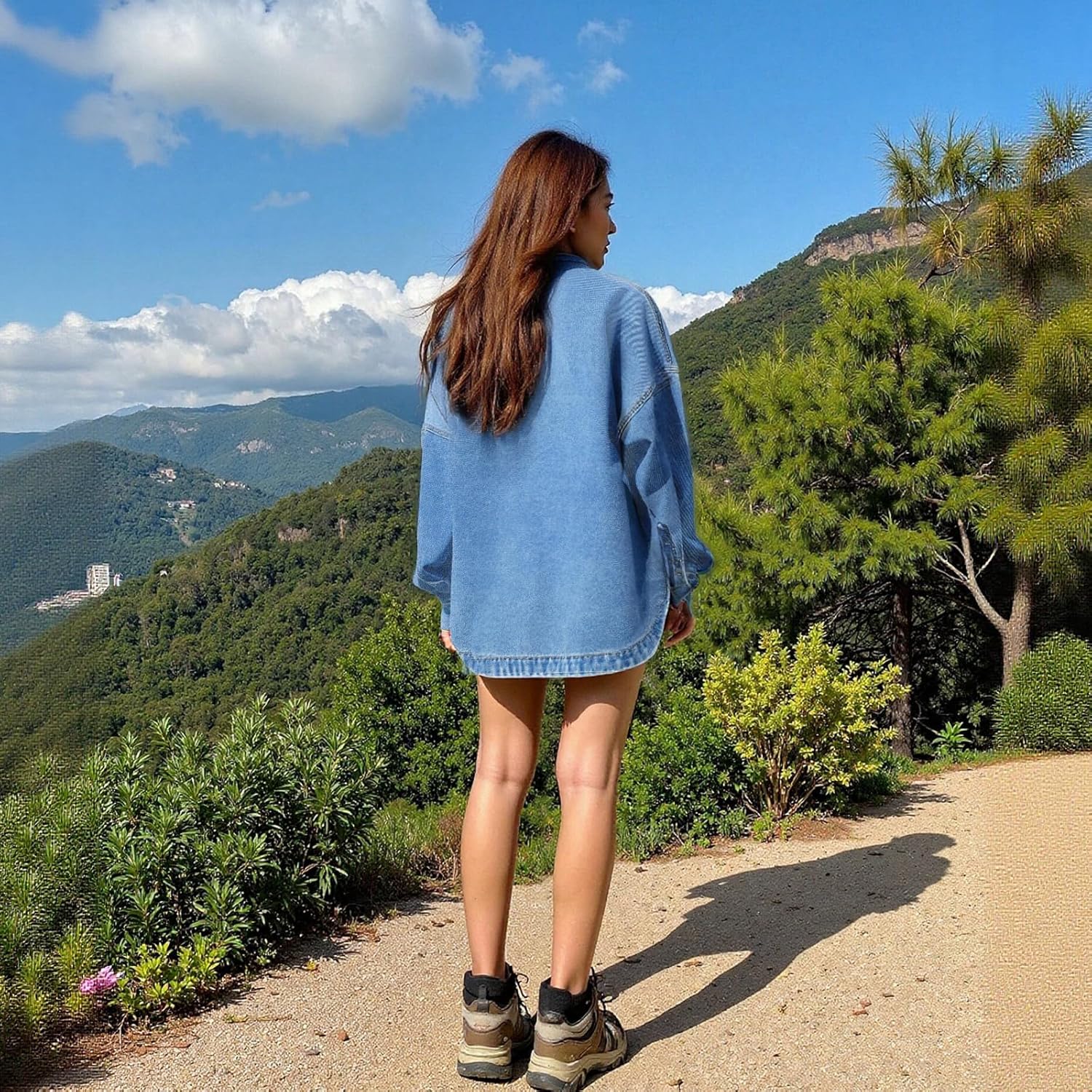 PAOLA RIBONI Womens Denim Jacket Wash Jean Jacket Coats With Pockets