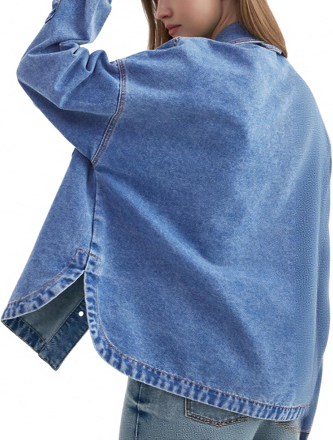 PAOLA RIBONI Womens Denim Jacket Wash Jean Jacket Coats With Pockets