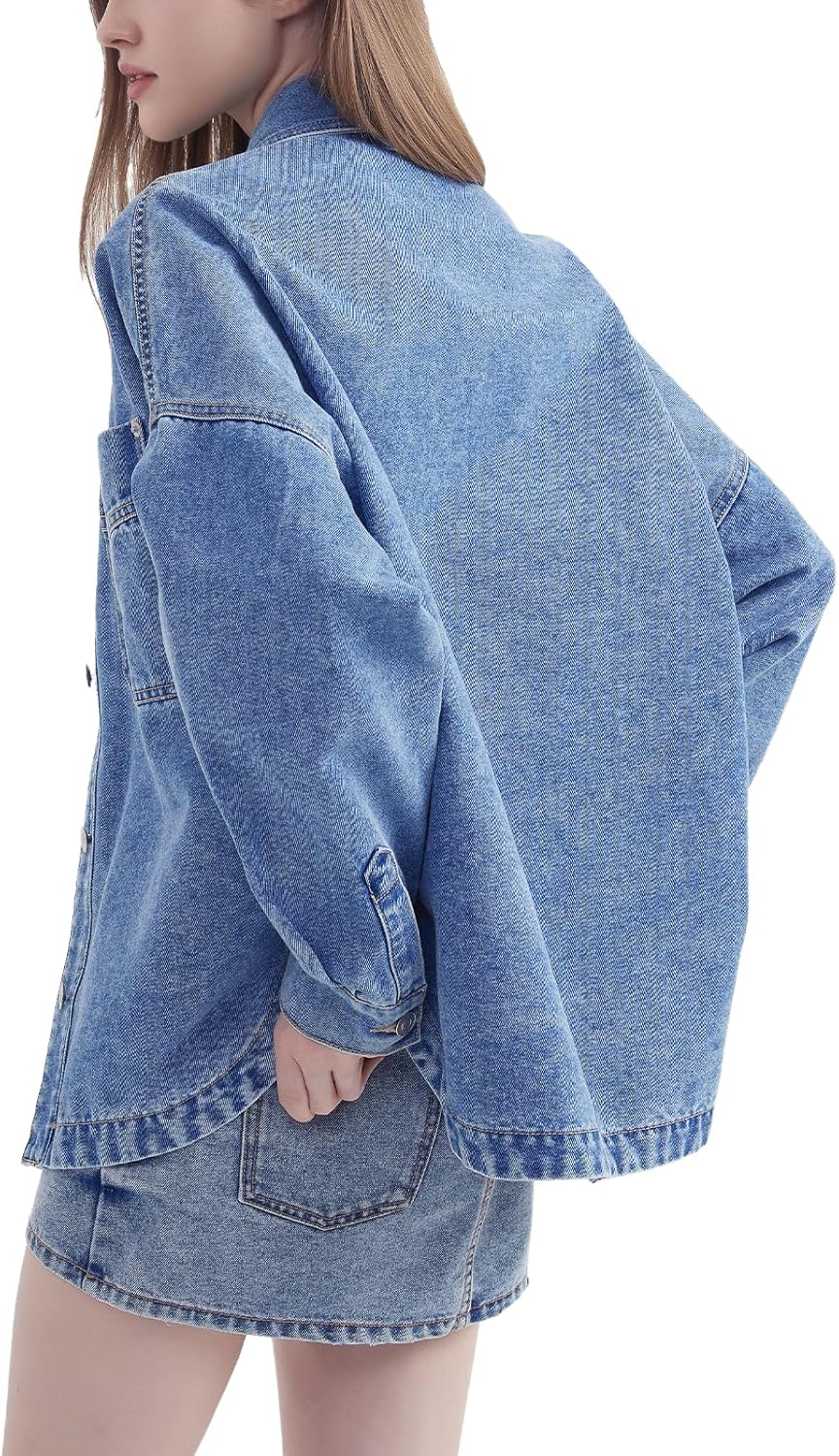 PAOLA RIBONI Womens Denim Jacket Wash Jean Jacket Coats With Pockets