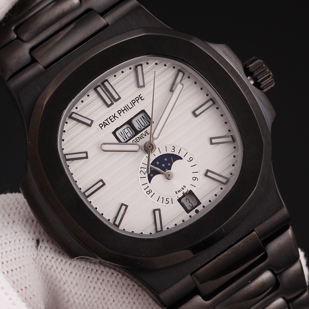 Nautilus Black Steel White - Patek Philippe Nautilus - Black Steel - Image 3