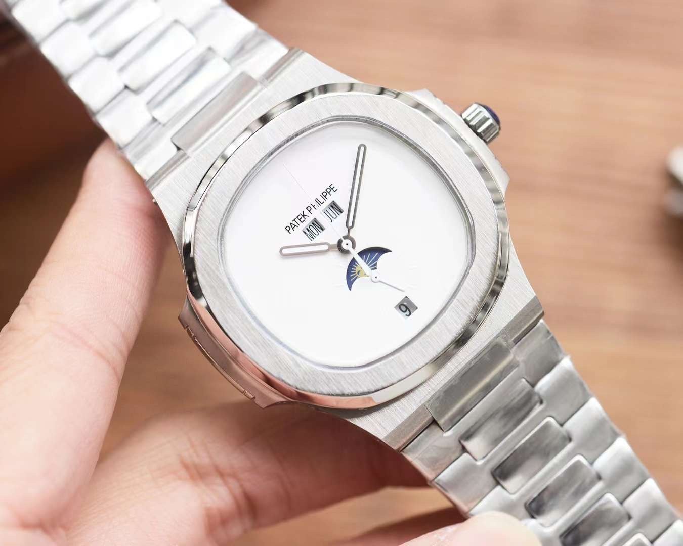 silver Patek Philippe Moonphase - Patek Philippe Moonphase - Silver & - Image 2