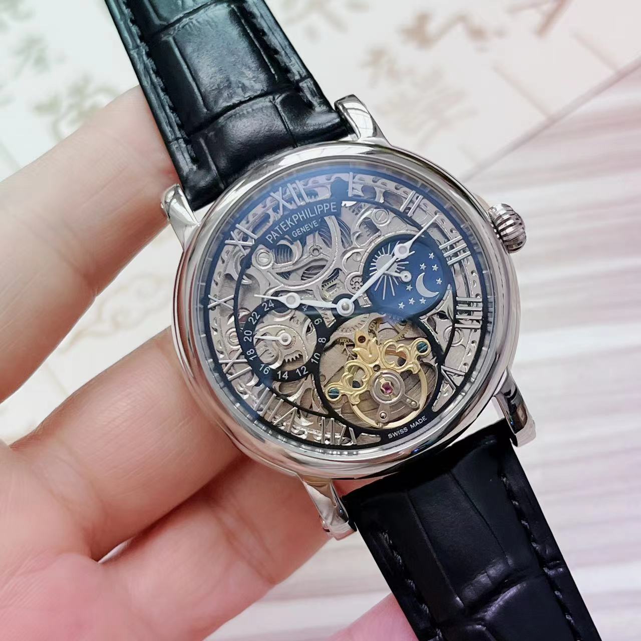 black Patek Philippe Skeleton Moonphase - Patek Philippe Skeleton - Image 2