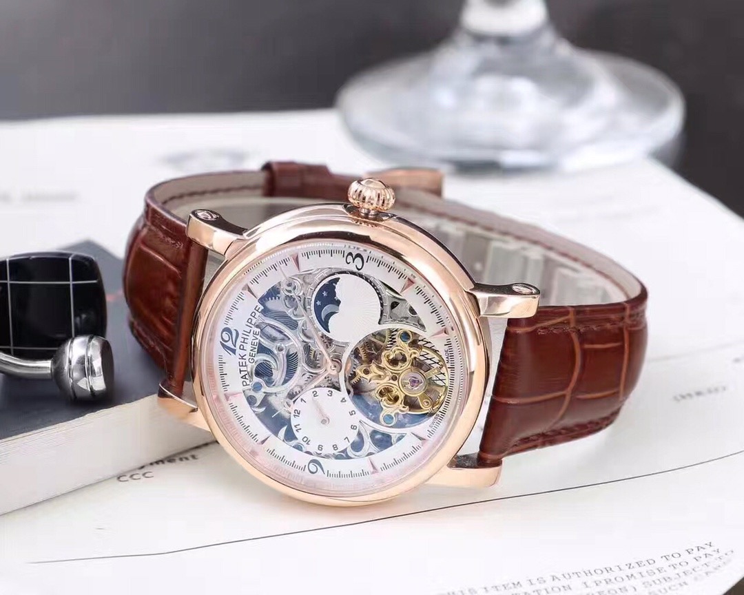 brown Patek Philippe Rose Gold Skeleton - Patek Philippe Rose Gold - Image 2