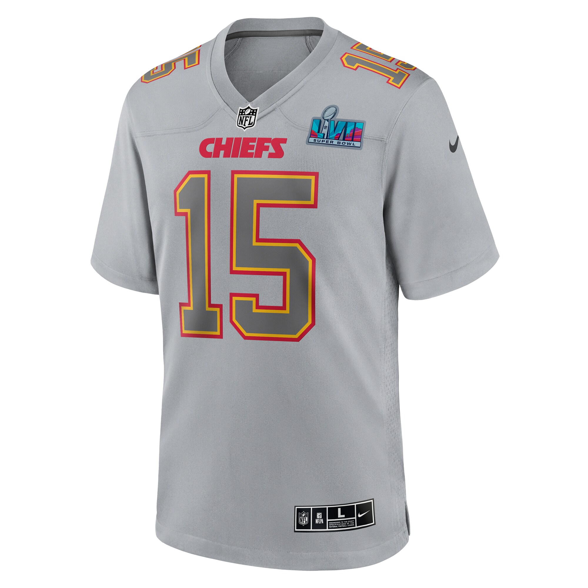 Patrick Mahomes Kansas City Chiefs Nike Super Bowl LVII (2022 Season) Patch Atmosphere Fashion Game Jersey - Gray
