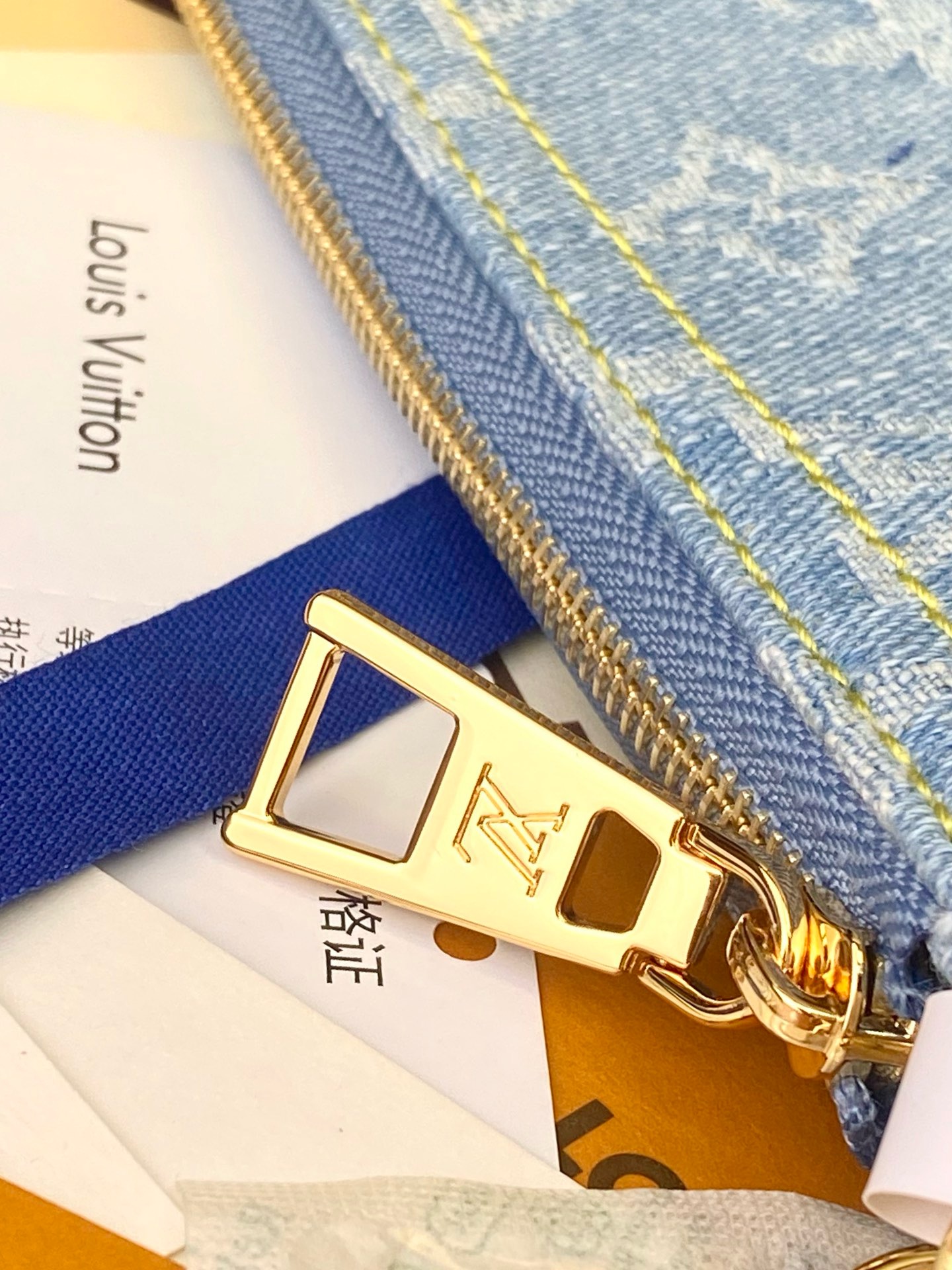 Pochette Valley Monogram Denim Blue Bag