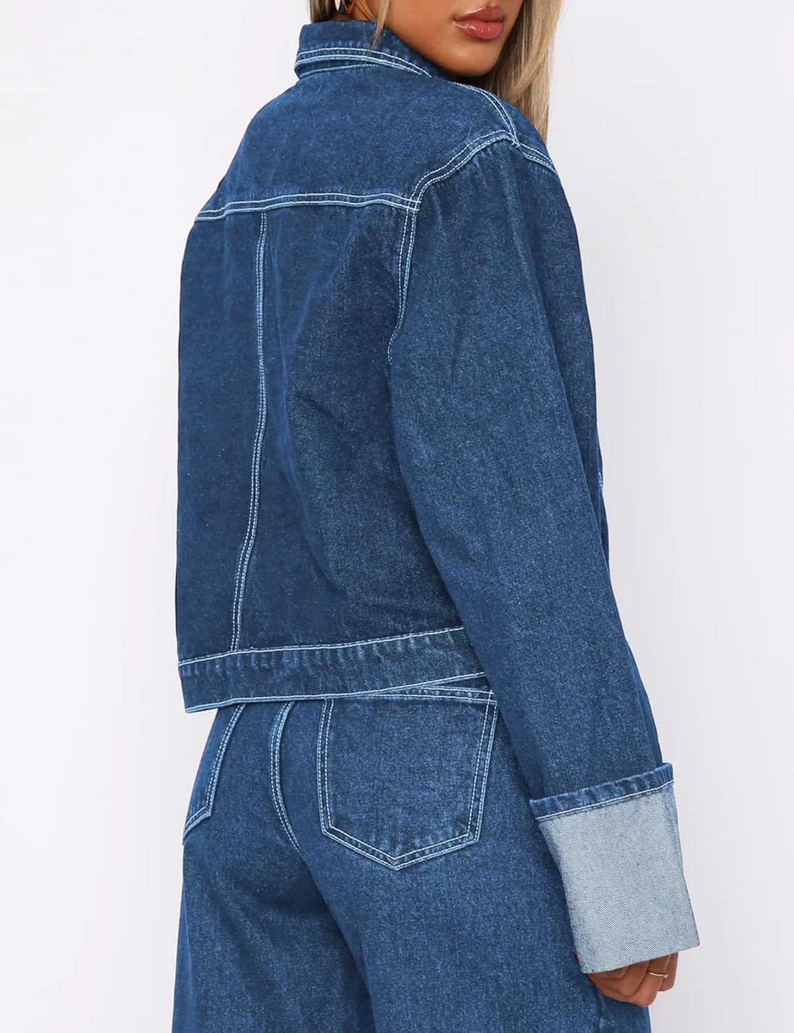 POLIRO Women’s Denim Jacket Long Sleeve Button Down Jean Jacket Women with Pockets