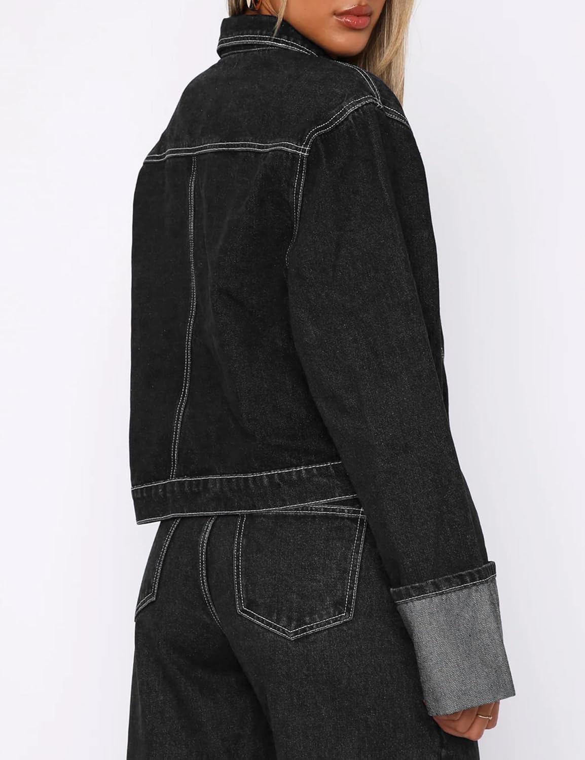 POLIRO Women’s Denim Jacket Long Sleeve Button Down Jean Jacket Women with Pockets