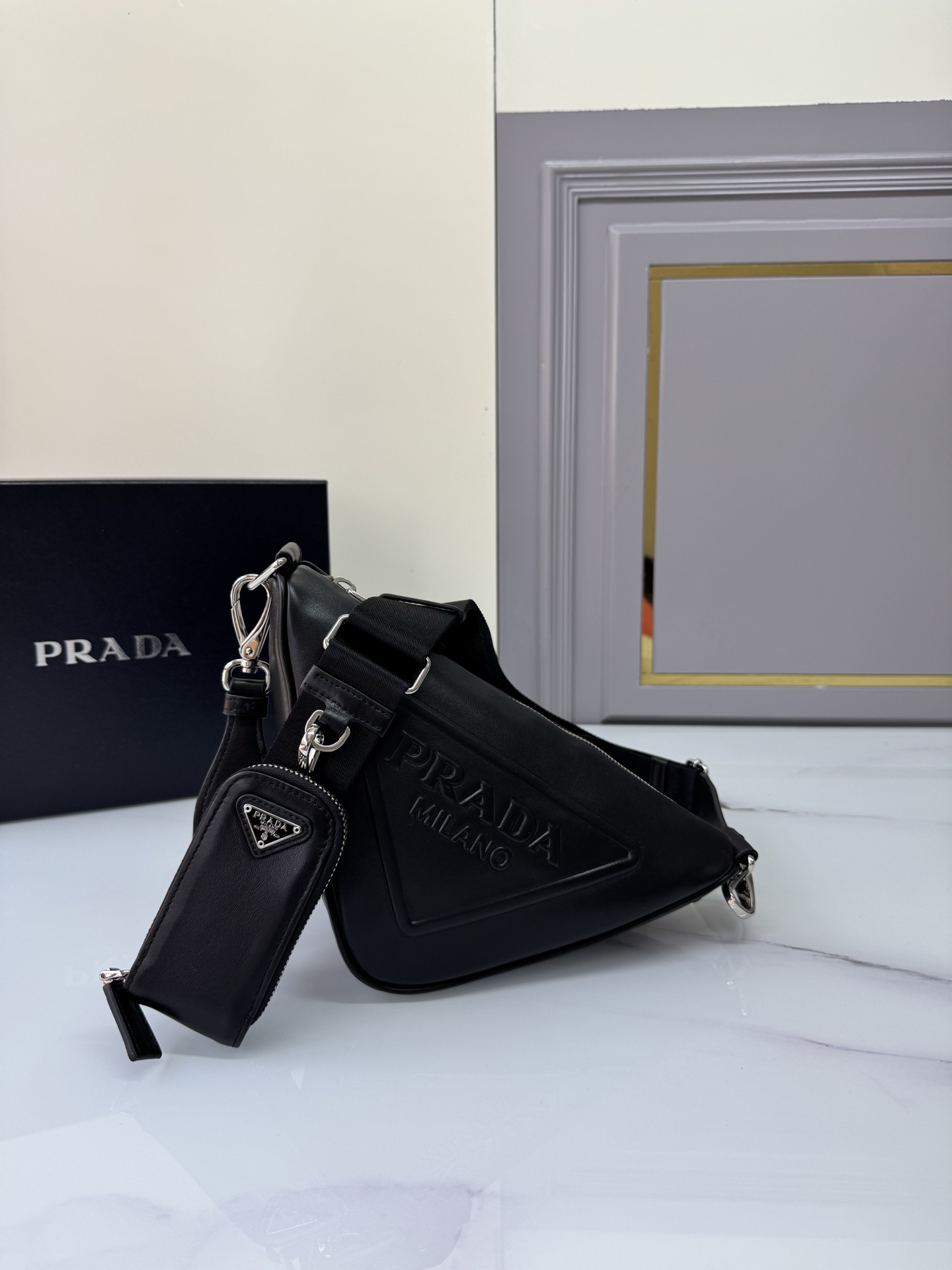 Prada Black Leather Triangle Bag Prada