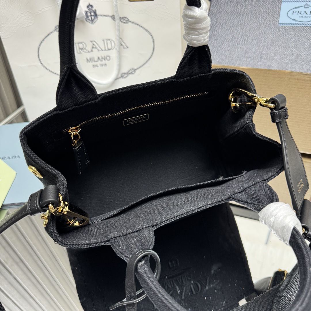 Prada Black Prada Jardinière cotton canvas mini handbag | PRADA