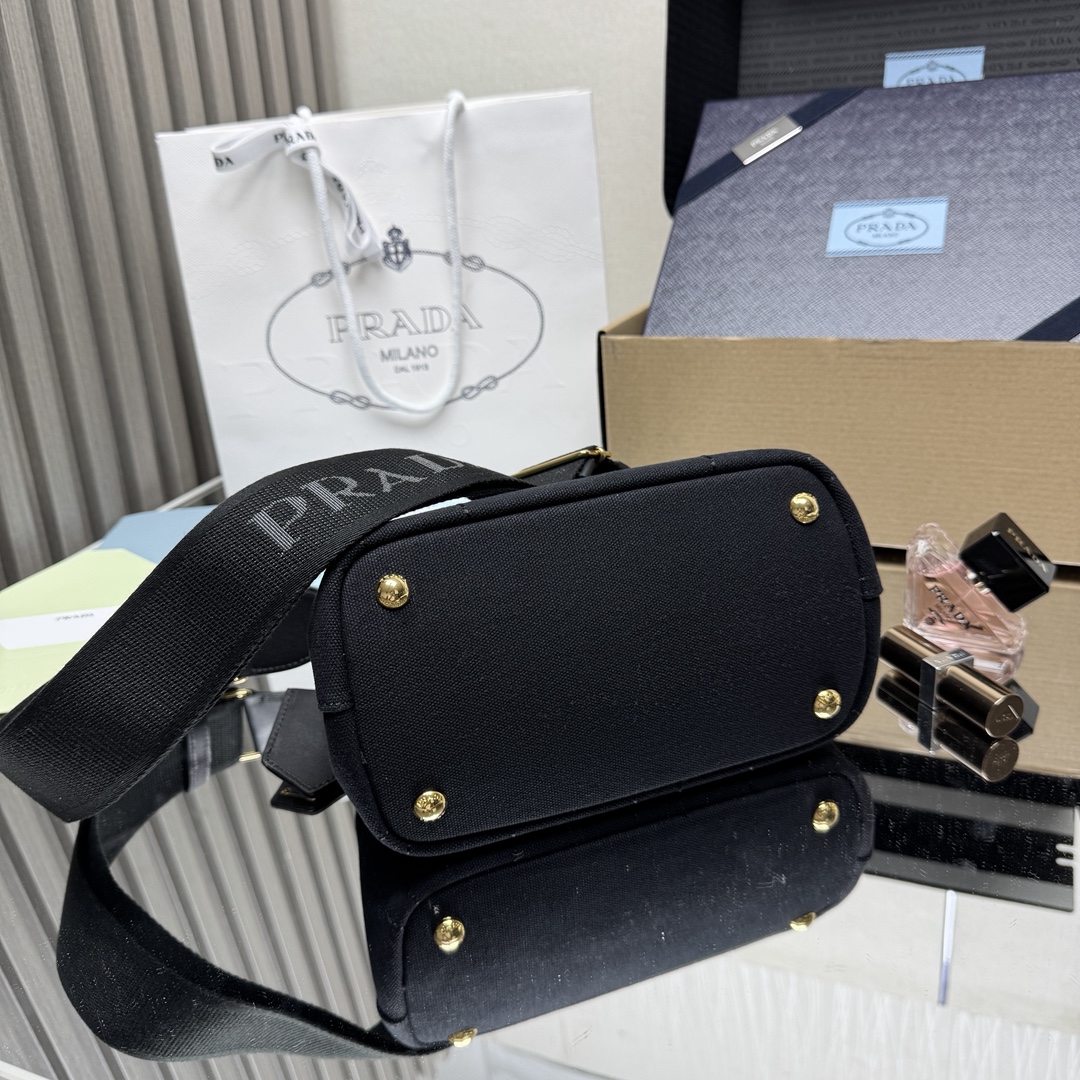 Prada Black Prada Jardinière cotton canvas mini handbag | PRADA