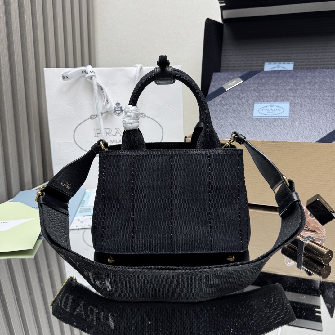 Prada Black Prada Jardinière cotton canvas mini handbag | PRADA