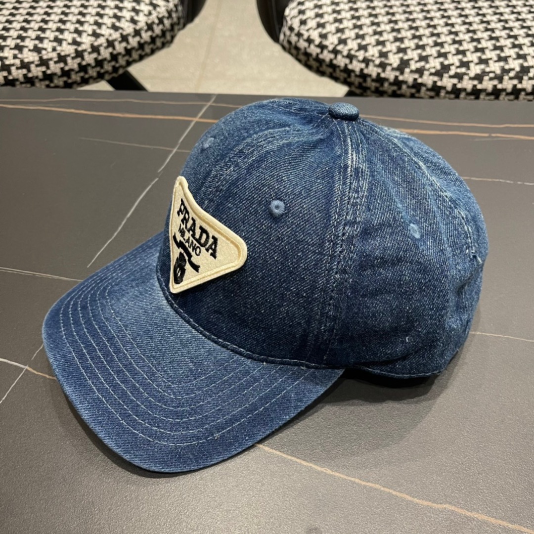Prada Blue Denim Baseball Cap - Triangle Logo