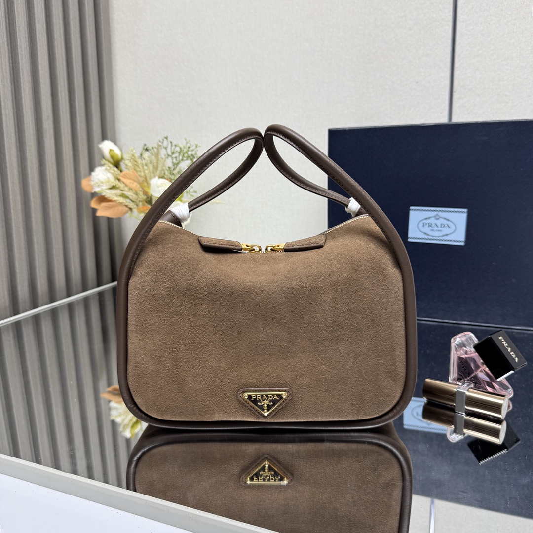 Prada Suede Brown Mini Handbag