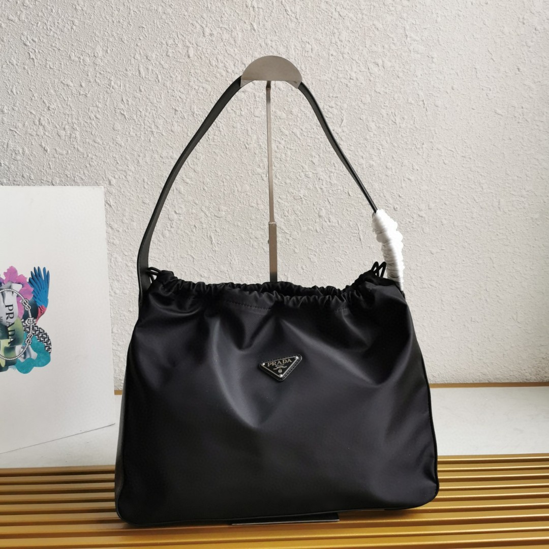 Prada Black Drawstring Nylon Hobo Bag