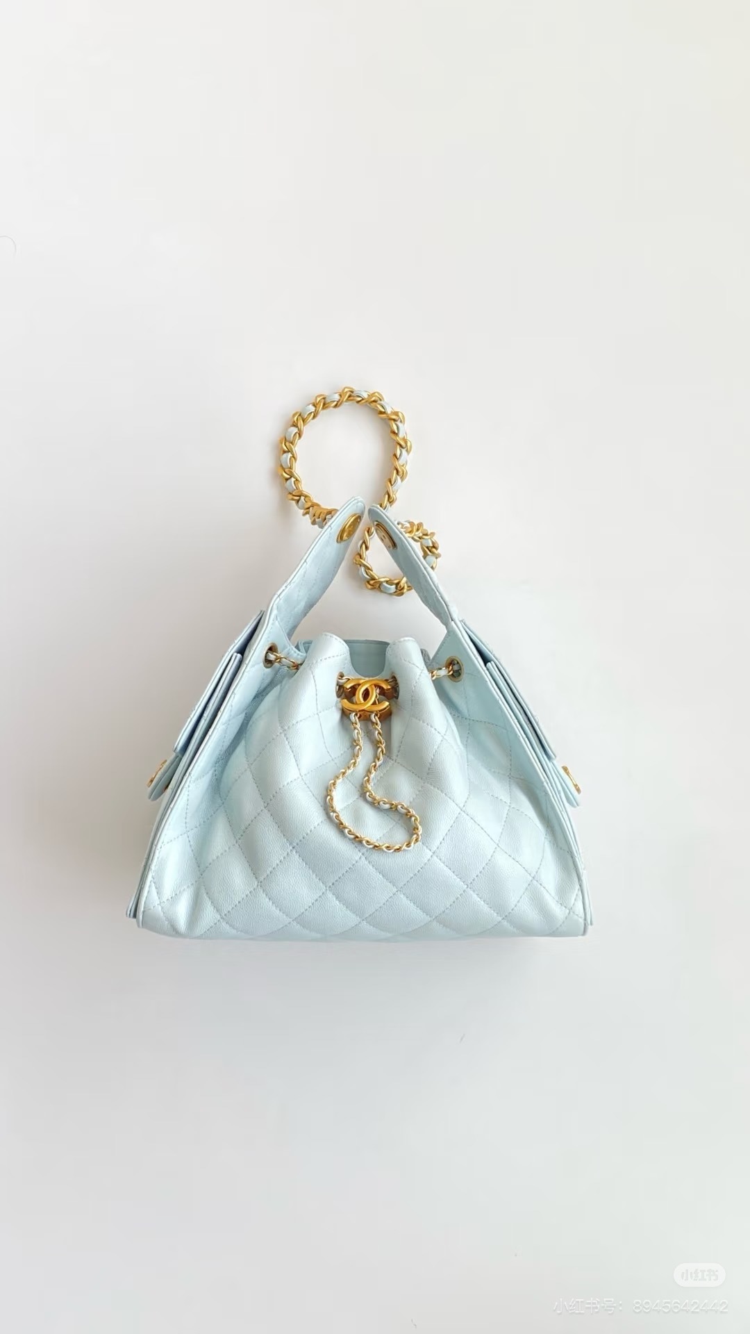 Pre-owned Chanel Small 25 Hobo Bag Light Blue Caviar