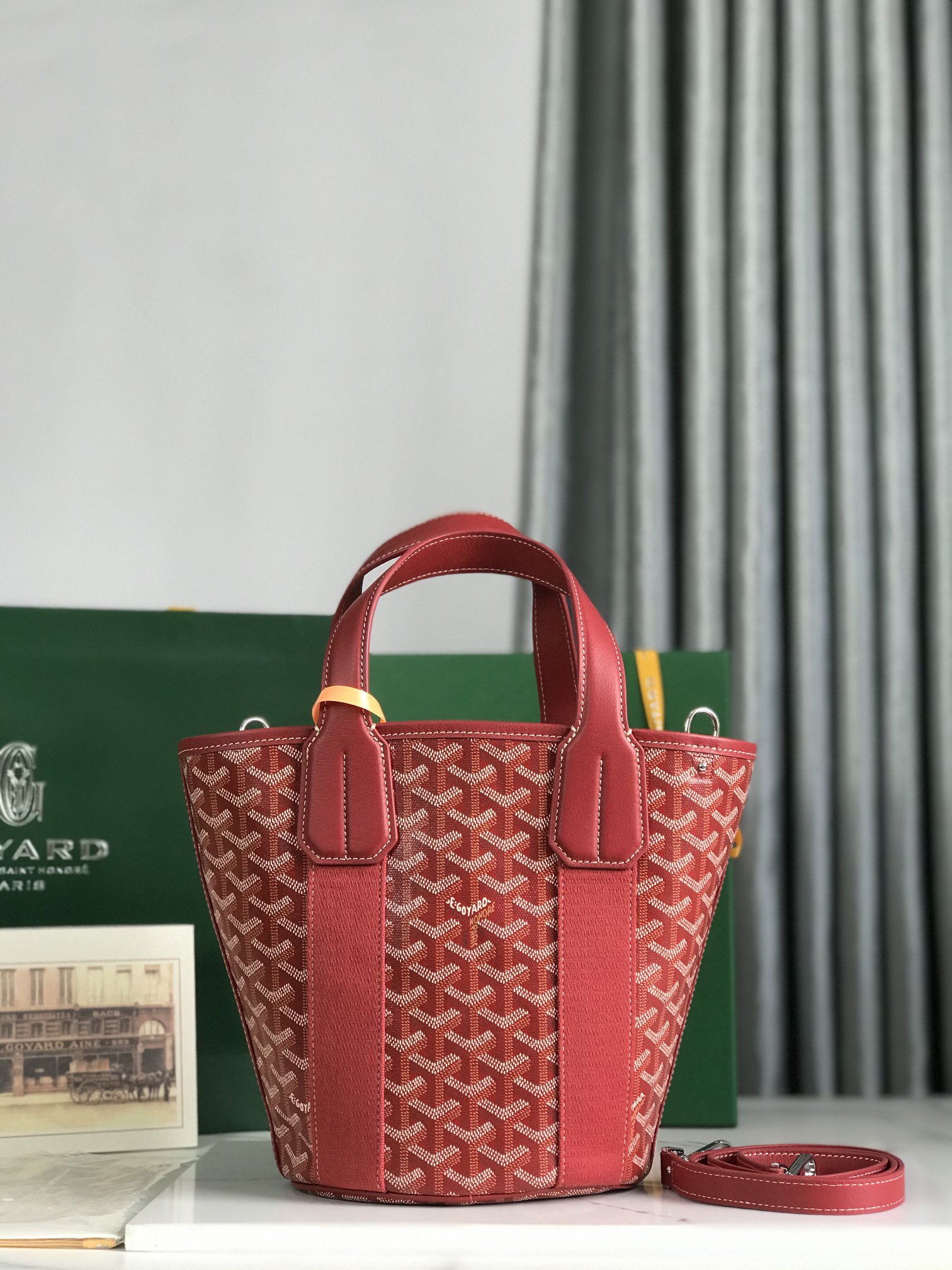 Pre-Owned Goyard PM Belharra Tote Printed Coated Canvas  bag in red