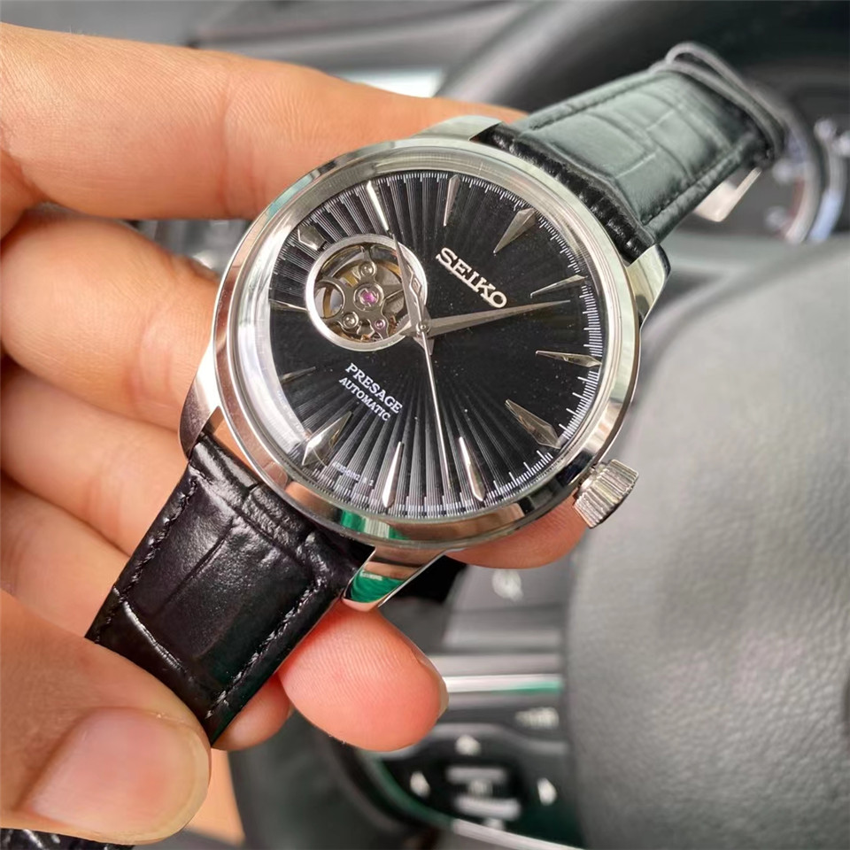 presage Seiko Black Dial Watch - Seiko Presage Open Heart - Black Dial - Image 7