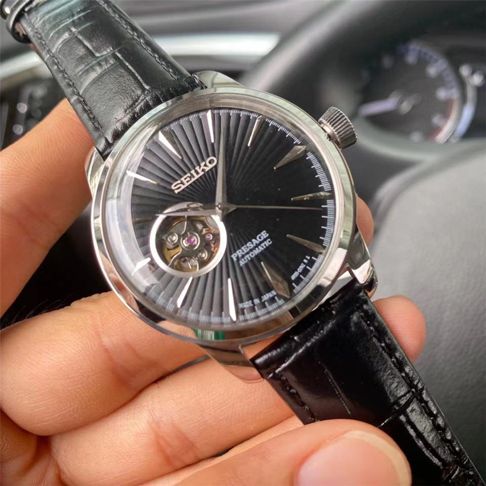 presage Seiko Black Dial Watch - Seiko Presage Open Heart - Black Dial - Image 8