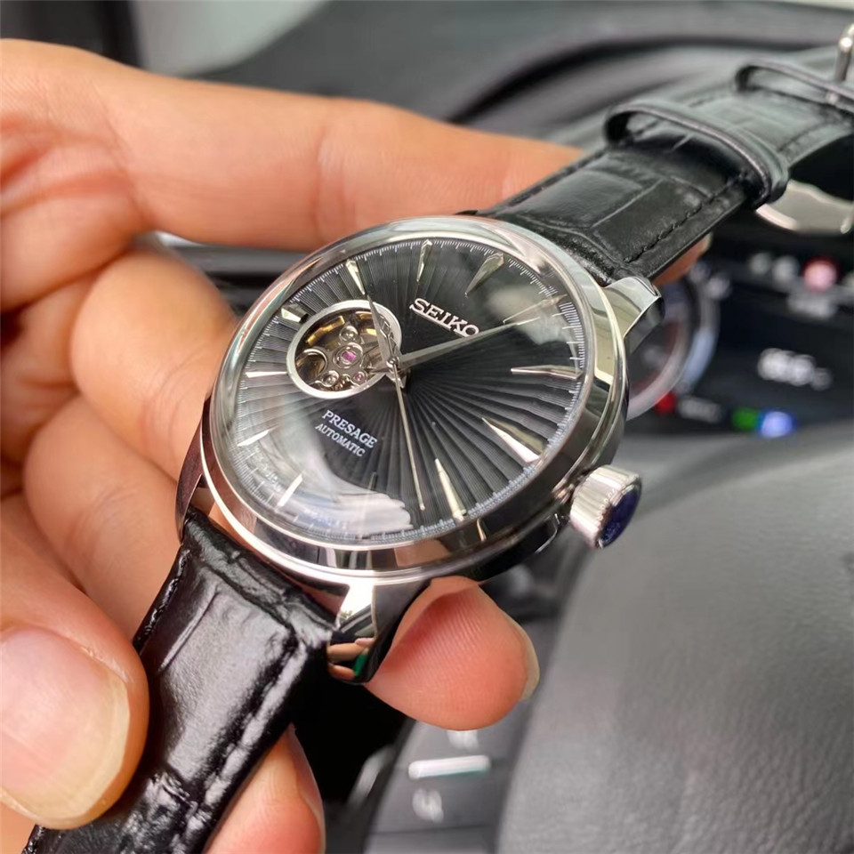 presage Seiko Black Dial Watch - Seiko Presage Open Heart - Black Dial - Image 3