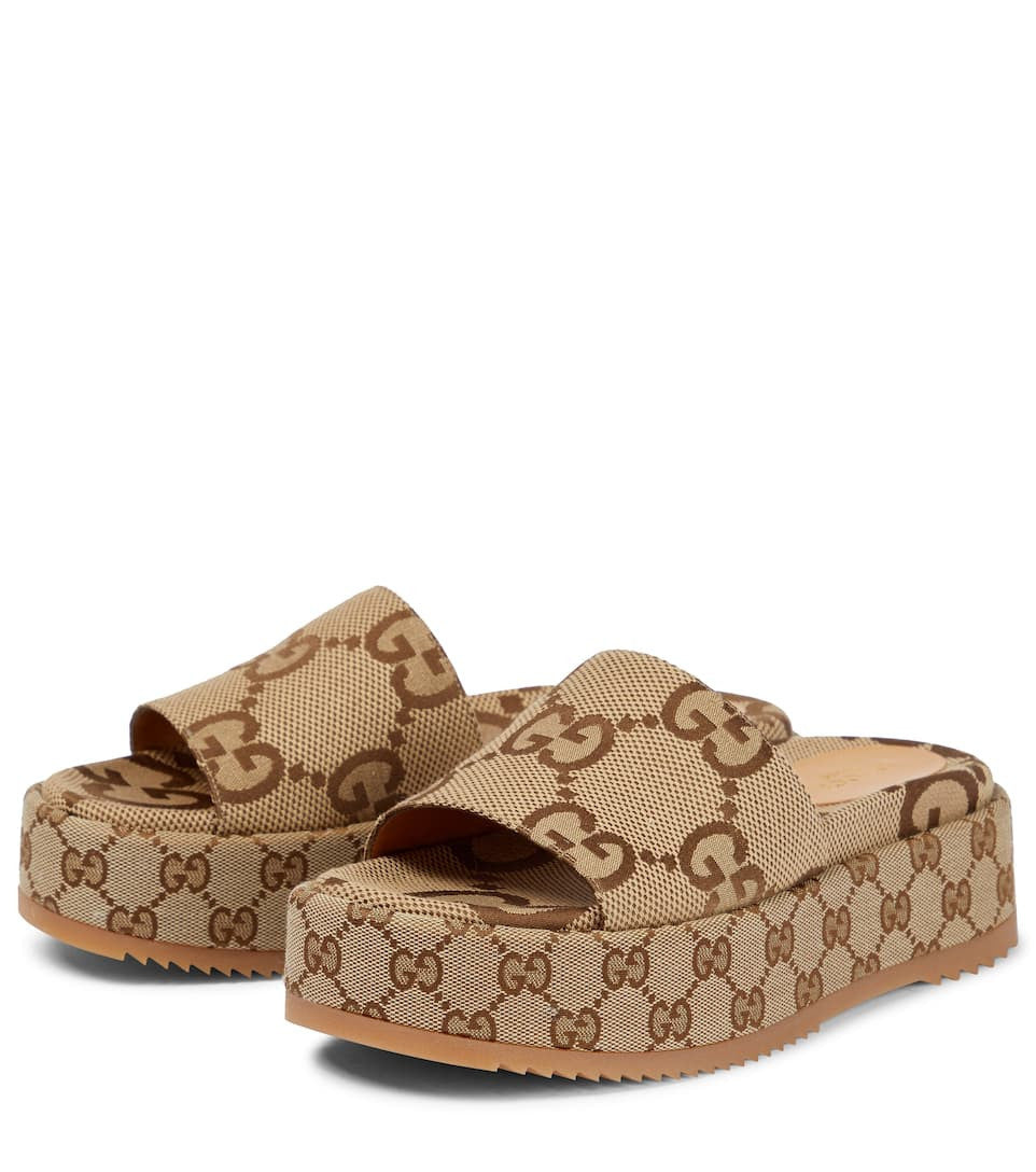 Women’s Gucci Maxi Canvas Platform Slides Shoes